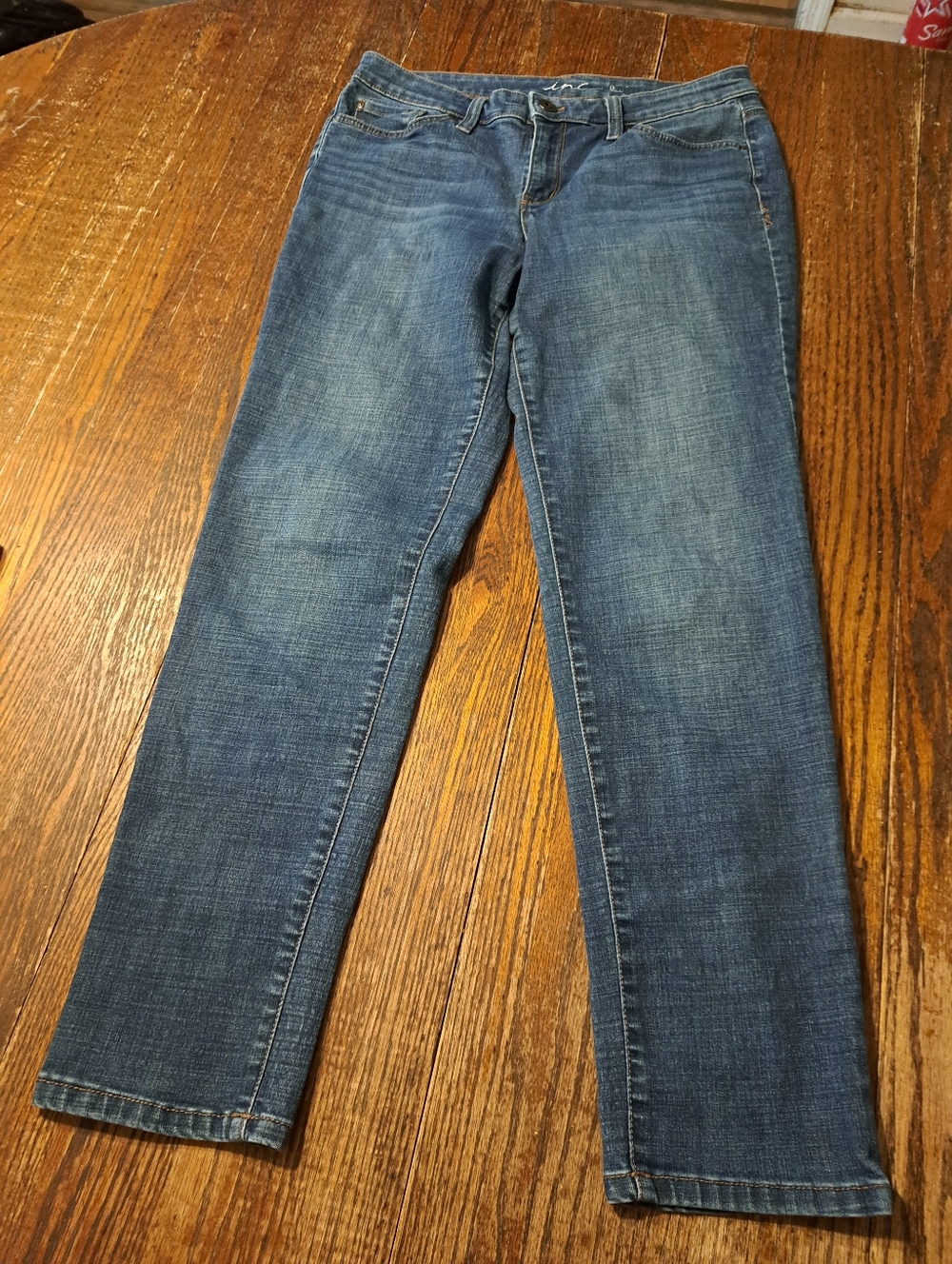 Size 8 Inc Denim Blue Jeans Casual Pants with Pockets and Belt Loops